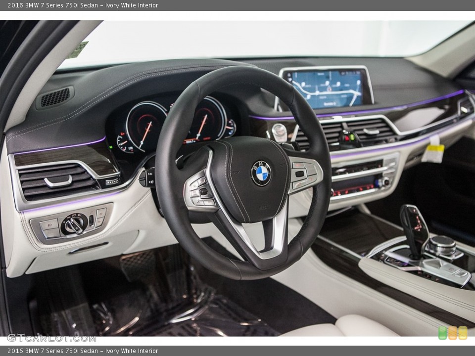 Ivory White Interior Dashboard for the 2016 BMW 7 Series 750i Sedan #114460903