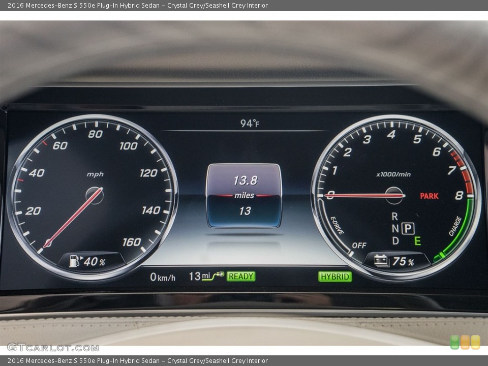 Crystal Grey/Seashell Grey Interior Gauges for the 2016 Mercedes-Benz S 550e Plug-In Hybrid Sedan #114703651