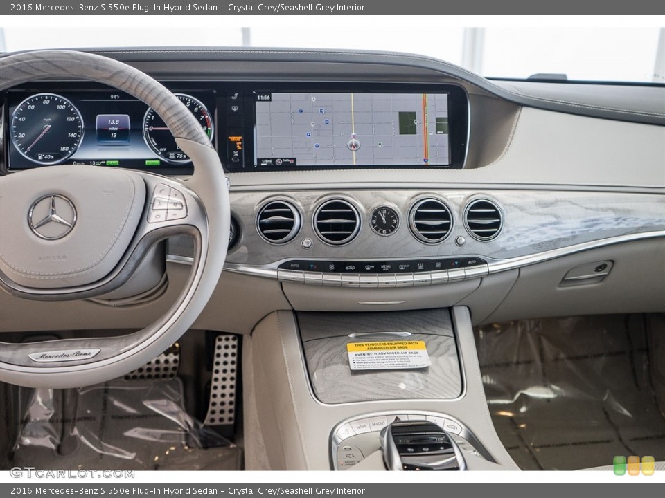 Crystal Grey/Seashell Grey Interior Dashboard for the 2016 Mercedes-Benz S 550e Plug-In Hybrid Sedan #114703654
