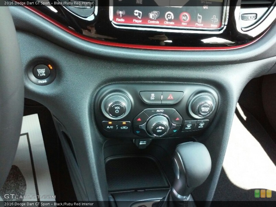 Black/Ruby Red Interior Controls for the 2016 Dodge Dart GT Sport #114729030