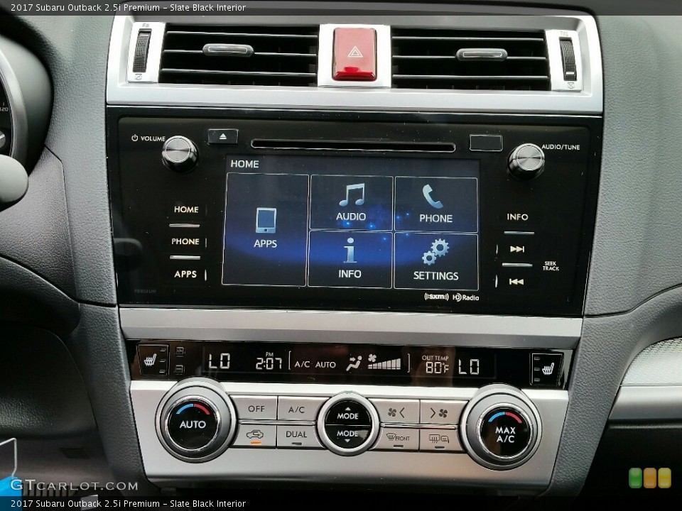 Slate Black Interior Controls for the 2017 Subaru Outback 2.5i Premium #114795427