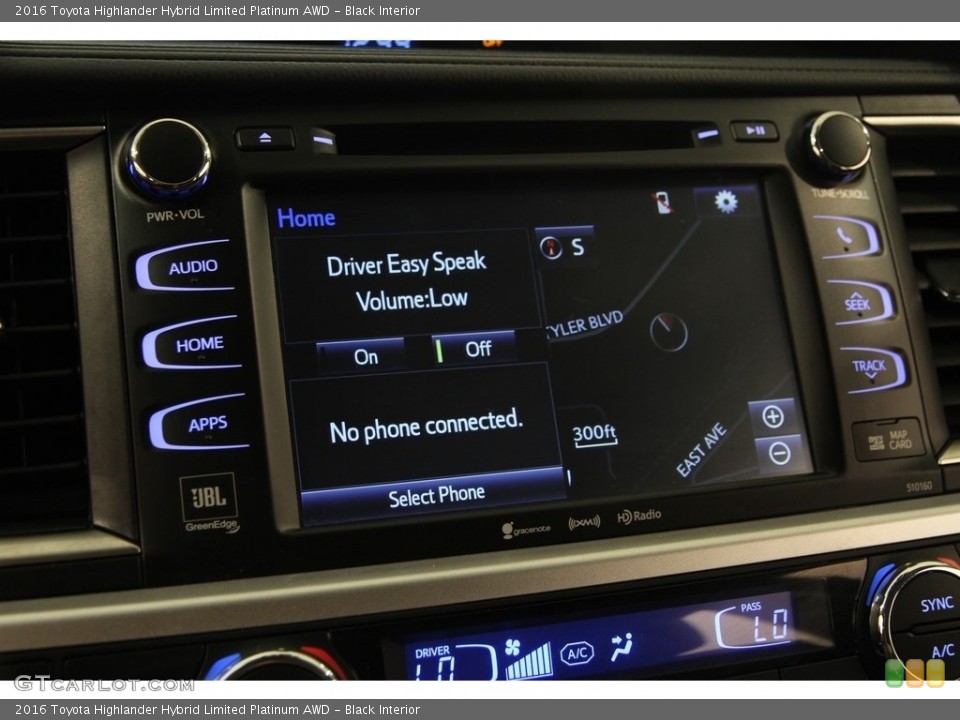 Black Interior Controls for the 2016 Toyota Highlander Hybrid Limited Platinum AWD #114835172