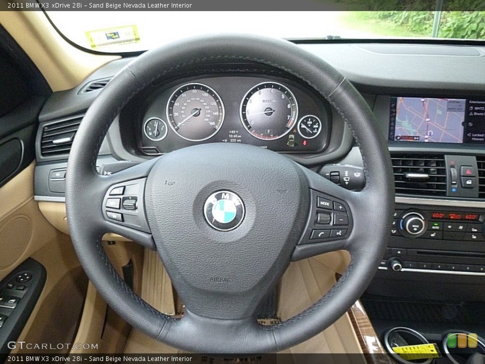 Sand Beige Nevada Leather Interior Steering Wheel for the 2011 BMW X3 xDrive 28i #114890255