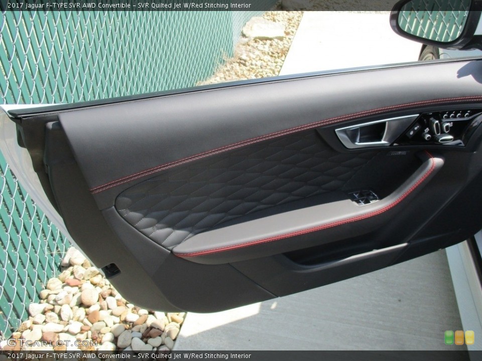 SVR Quilted Jet W/Red Stitching Interior Door Panel for the 2017 Jaguar F-TYPE SVR AWD Convertible #114950377