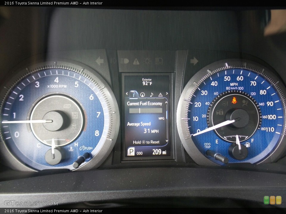 Ash Interior Gauges for the 2016 Toyota Sienna Limited Premium AWD #114968500