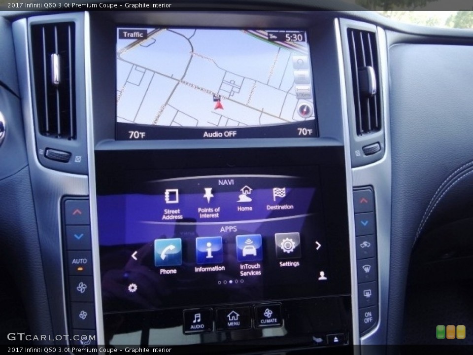 Graphite Interior Controls for the 2017 Infiniti Q60 3.0t Premium Coupe #115005445