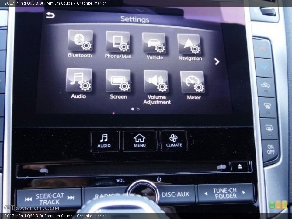 Graphite Interior Controls for the 2017 Infiniti Q60 3.0t Premium Coupe #115005724