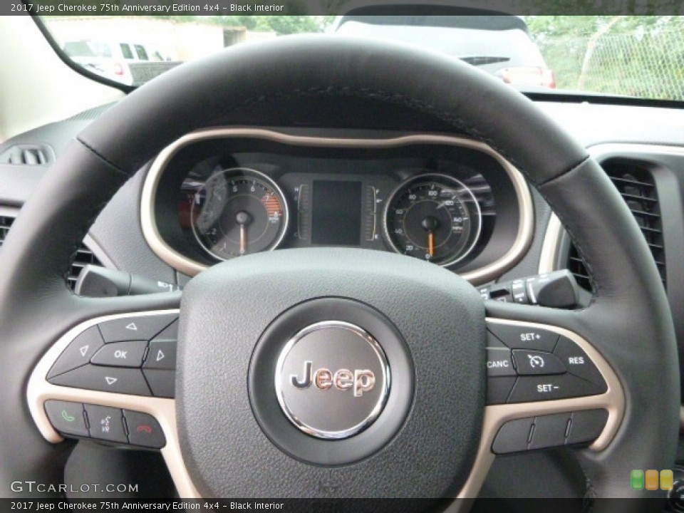 Black Interior Steering Wheel for the 2017 Jeep Cherokee 75th Anniversary Edition 4x4 #115111800