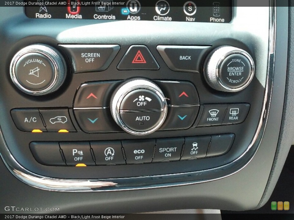 Black/Light Frost Beige Interior Controls for the 2017 Dodge Durango Citadel AWD #115117617
