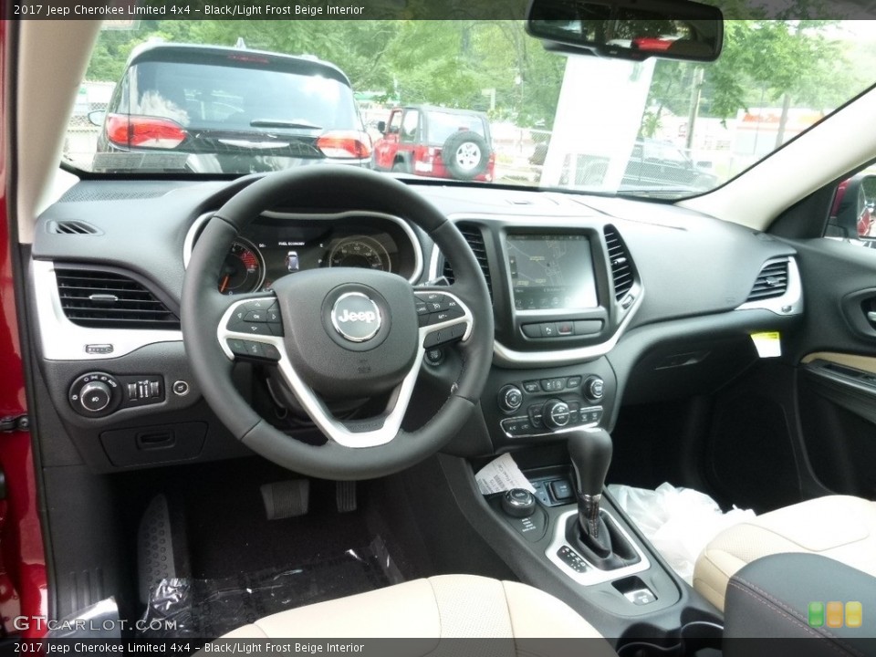 Black/Light Frost Beige Interior Dashboard for the 2017 Jeep Cherokee Limited 4x4 #115281376