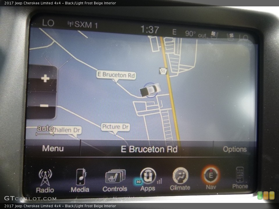 Black/Light Frost Beige Interior Navigation for the 2017 Jeep Cherokee Limited 4x4 #115281538