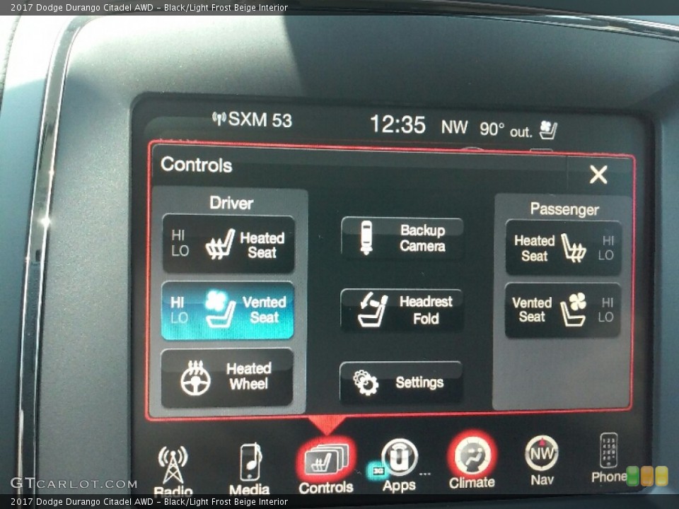 Black/Light Frost Beige Interior Controls for the 2017 Dodge Durango Citadel AWD #115283689