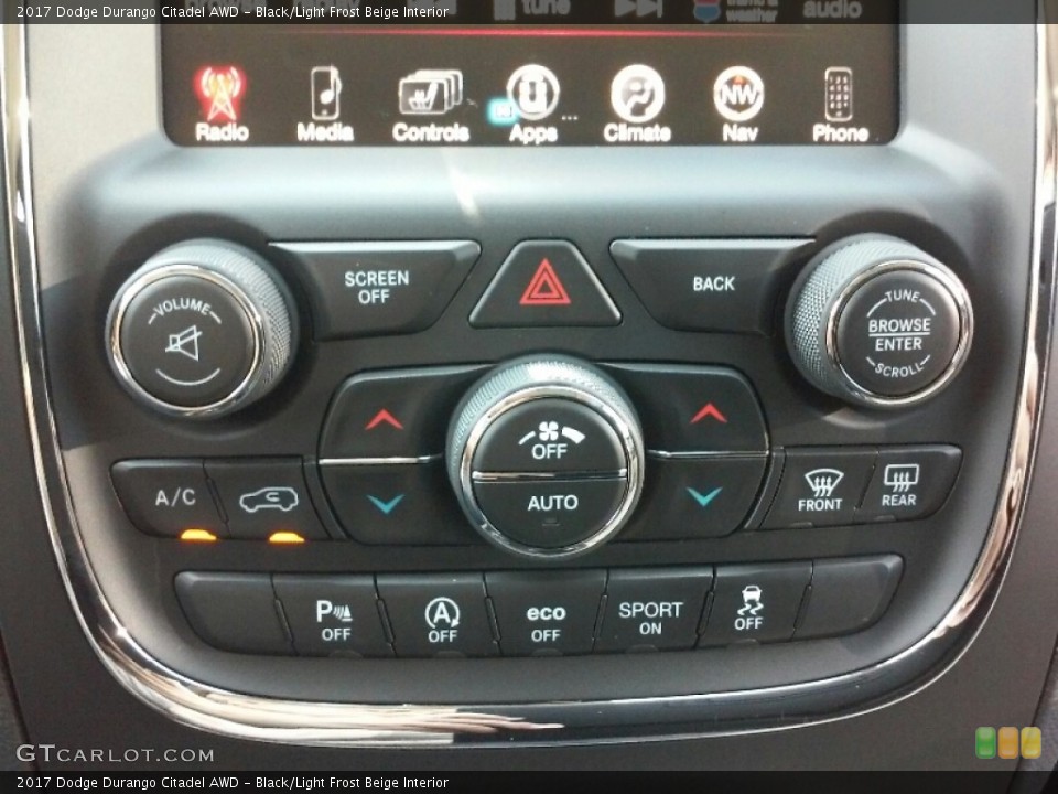 Black/Light Frost Beige Interior Controls for the 2017 Dodge Durango Citadel AWD #115283752