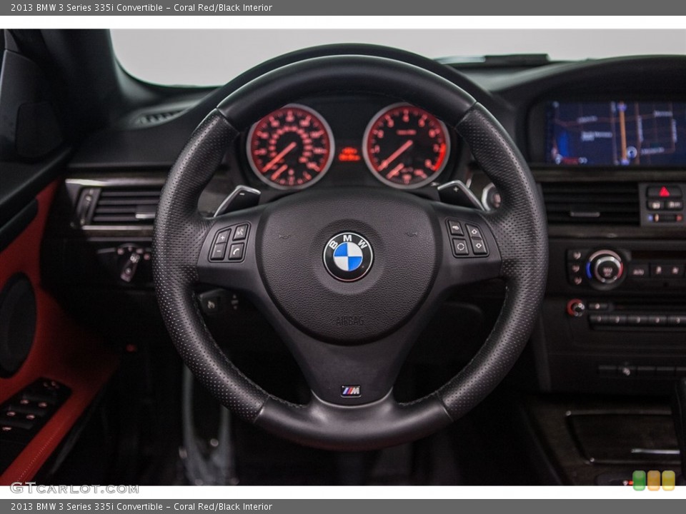 Coral Red/Black Interior Steering Wheel for the 2013 BMW 3 Series 335i Convertible #115330635