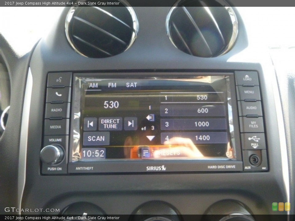 Dark Slate Gray Interior Controls for the 2017 Jeep Compass High Altitude 4x4 #115443954
