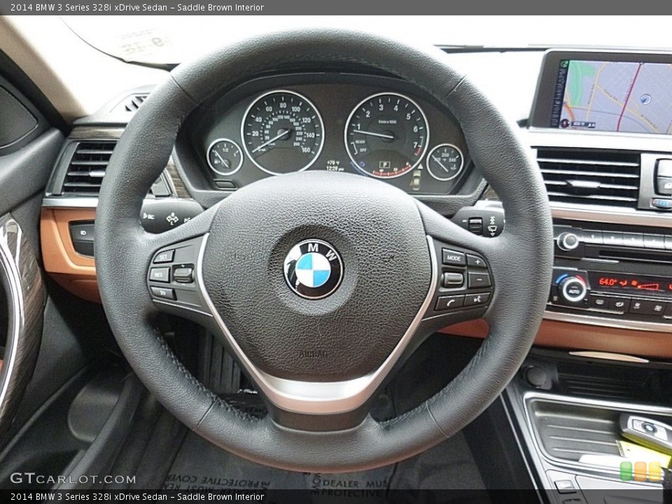 Saddle Brown Interior Steering Wheel for the 2014 BMW 3 Series 328i xDrive Sedan #115517738