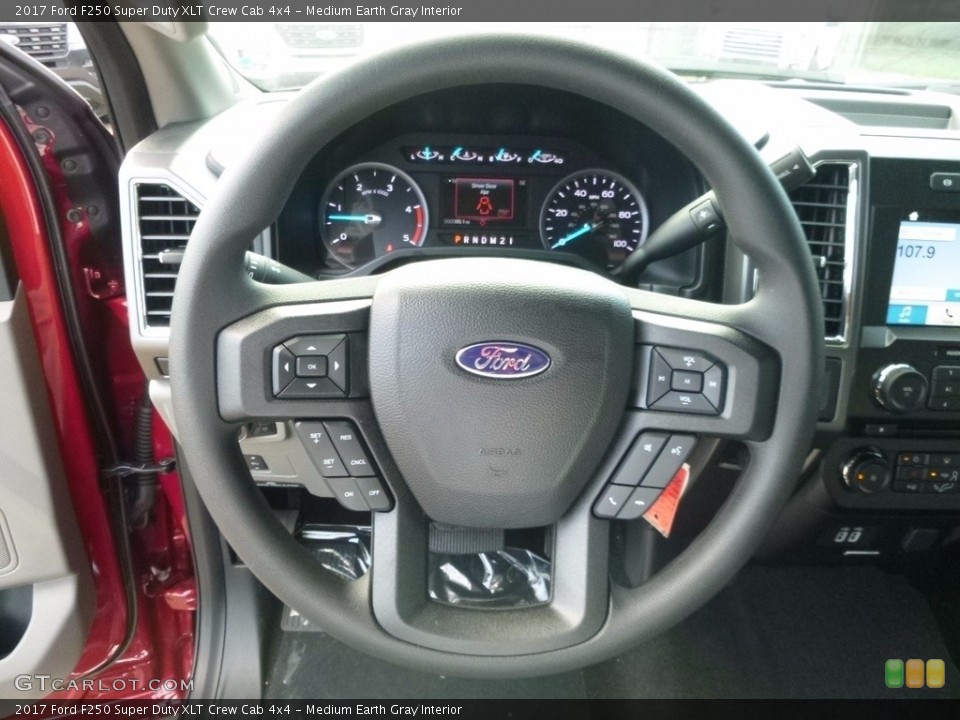 Medium Earth Gray Interior Steering Wheel for the 2017 Ford F250 Super Duty XLT Crew Cab 4x4 #115524599