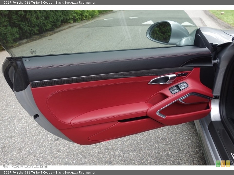 Black/Bordeaux Red Interior Door Panel for the 2017 Porsche 911 Turbo S Coupe #115531306
