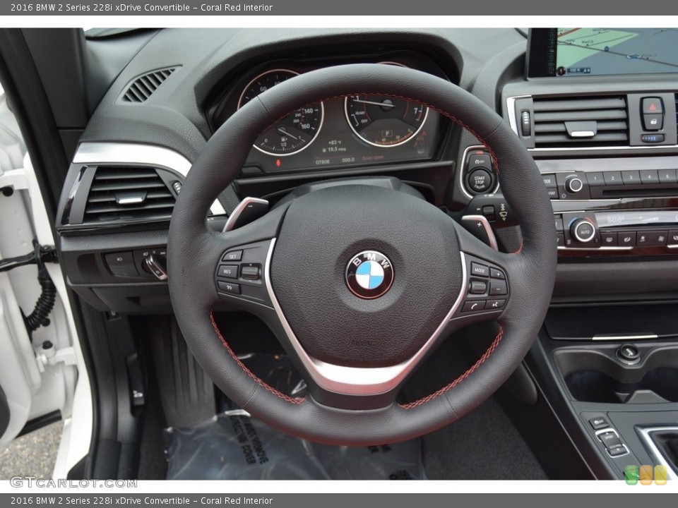 Coral Red Interior Steering Wheel for the 2016 BMW 2 Series 228i xDrive Convertible #115614949