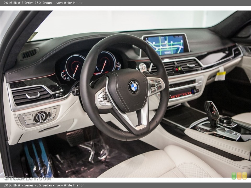 Ivory White Interior Dashboard for the 2016 BMW 7 Series 750i Sedan #115635183