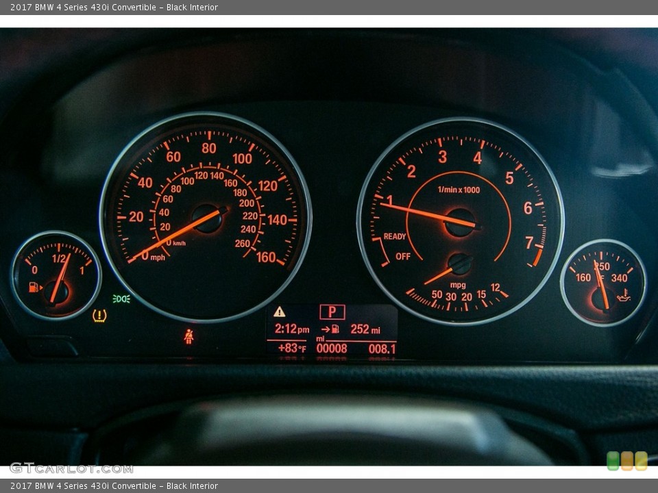 Black Interior Gauges for the 2017 BMW 4 Series 430i Convertible #115764719