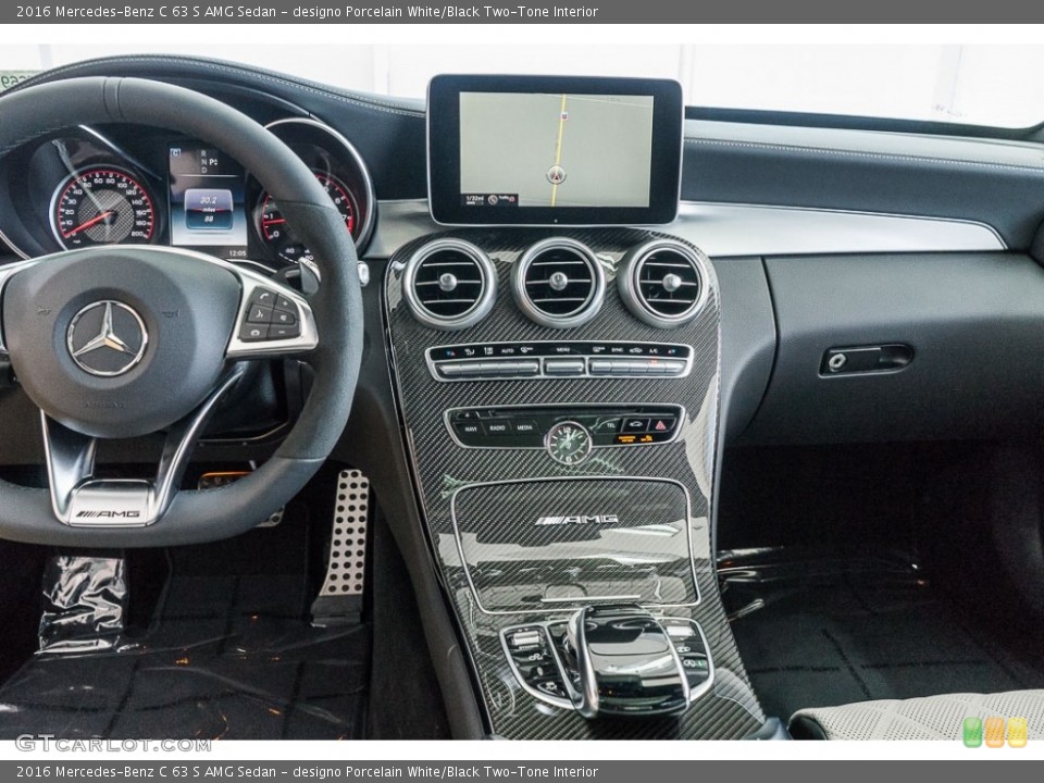 designo Porcelain White/Black Two-Tone Interior Controls for the 2016 Mercedes-Benz C 63 S AMG Sedan #115797765