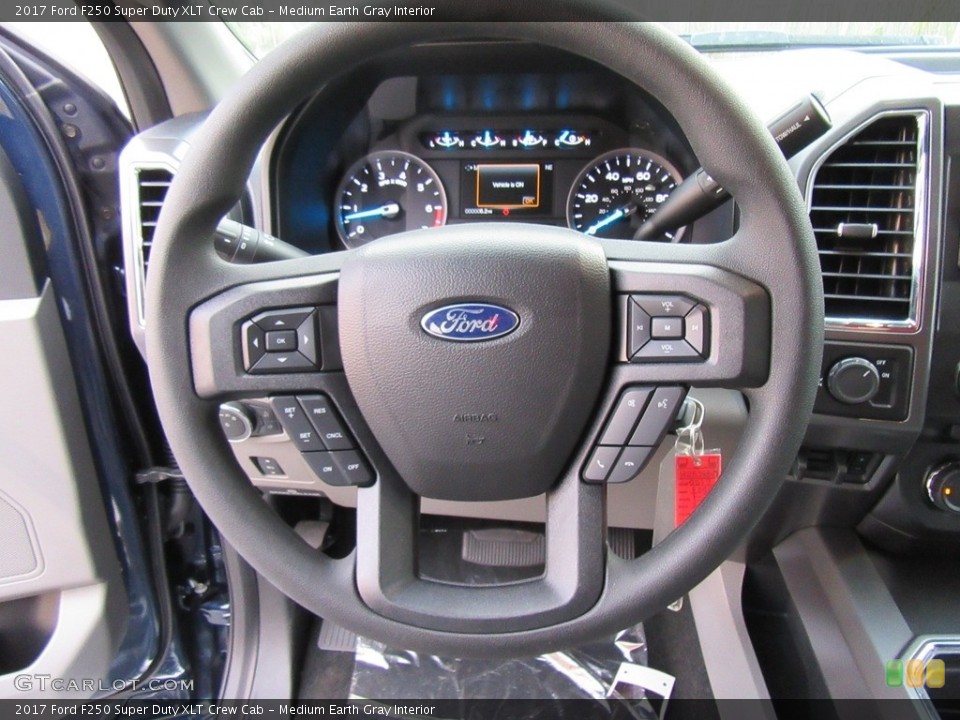Medium Earth Gray Interior Steering Wheel for the 2017 Ford F250 Super Duty XLT Crew Cab #115853590