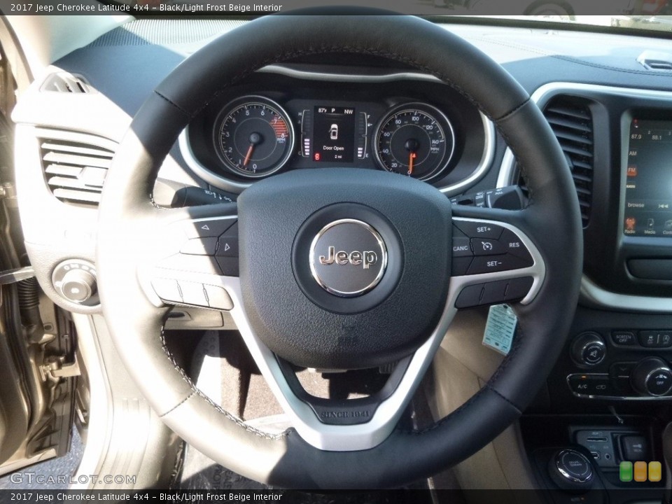Black/Light Frost Beige Interior Steering Wheel for the 2017 Jeep Cherokee Latitude 4x4 #115942326