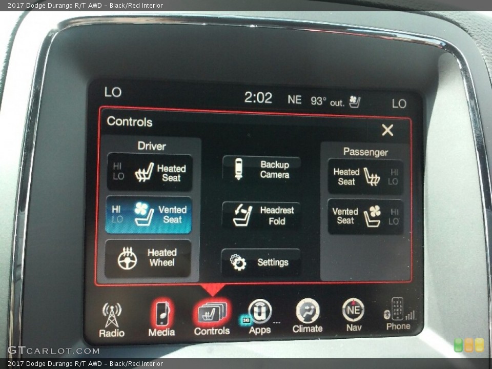 Black/Red Interior Controls for the 2017 Dodge Durango R/T AWD #115951308