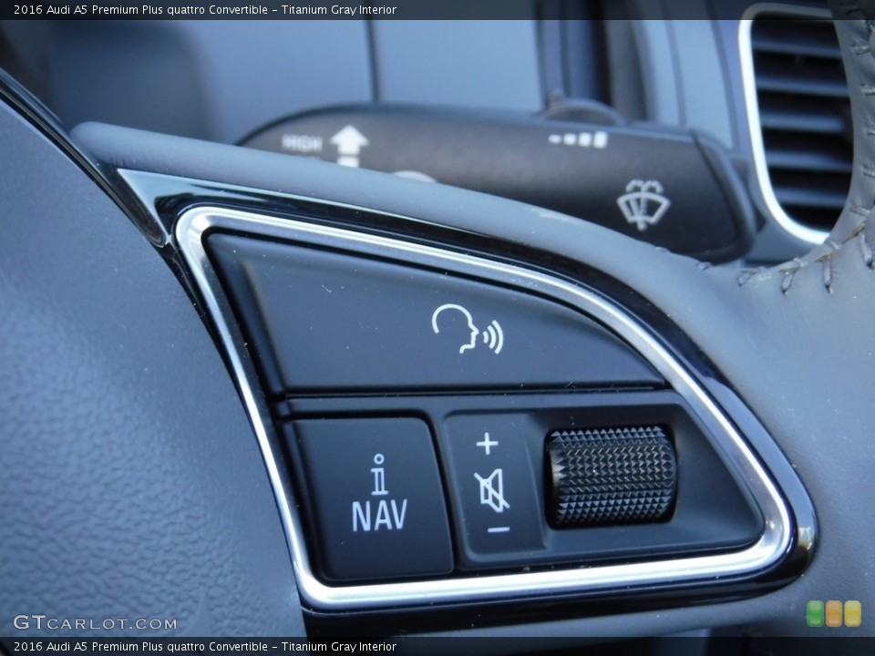 Titanium Gray Interior Controls for the 2016 Audi A5 Premium Plus quattro Convertible #116042424