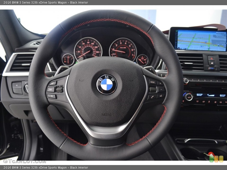 Black Interior Steering Wheel for the 2016 BMW 3 Series 328i xDrive Sports Wagon #116073106