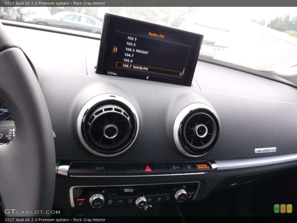 Rock Gray Interior Controls for the 2017 Audi A3 2.0 Premium quttaro #116106678