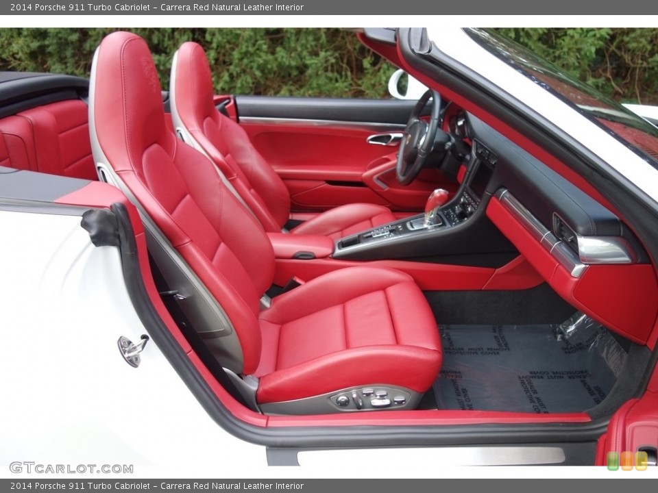 Carrera Red Natural Leather Interior Front Seat for the 2014 Porsche 911 Turbo Cabriolet #116128687