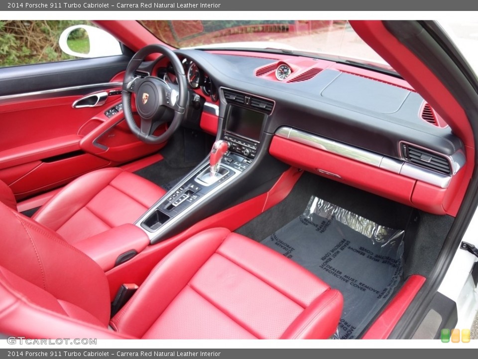 Carrera Red Natural Leather Interior Dashboard for the 2014 Porsche 911 Turbo Cabriolet #116128729