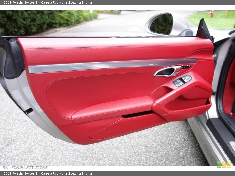Carrera Red Natural Leather Interior Door Panel for the 2013 Porsche Boxster S #116152790