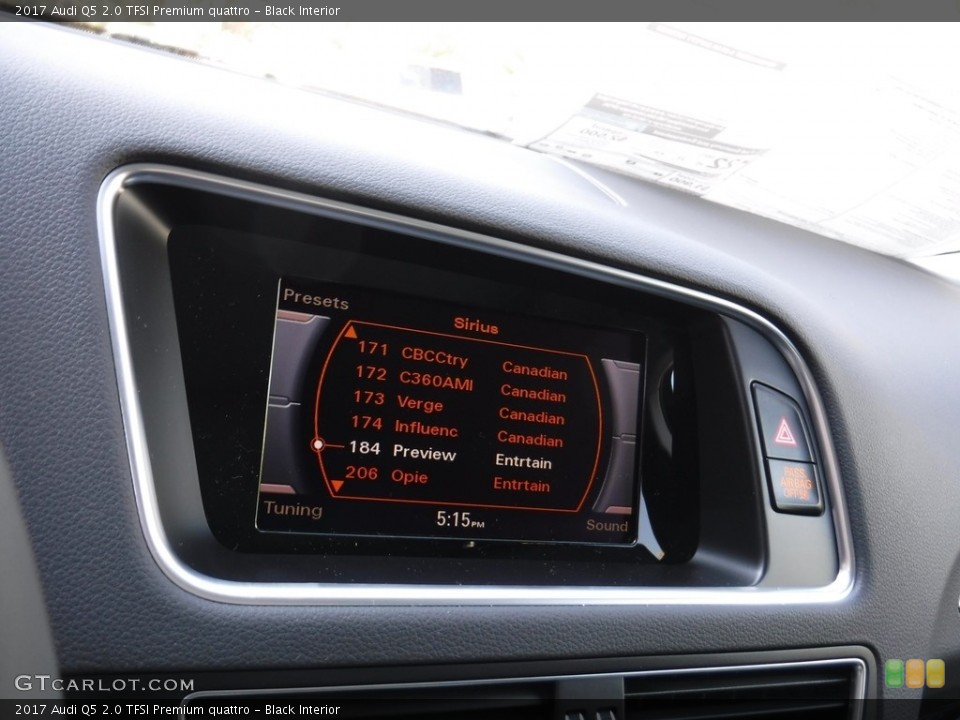 Black Interior Controls for the 2017 Audi Q5 2.0 TFSI Premium quattro #116169005