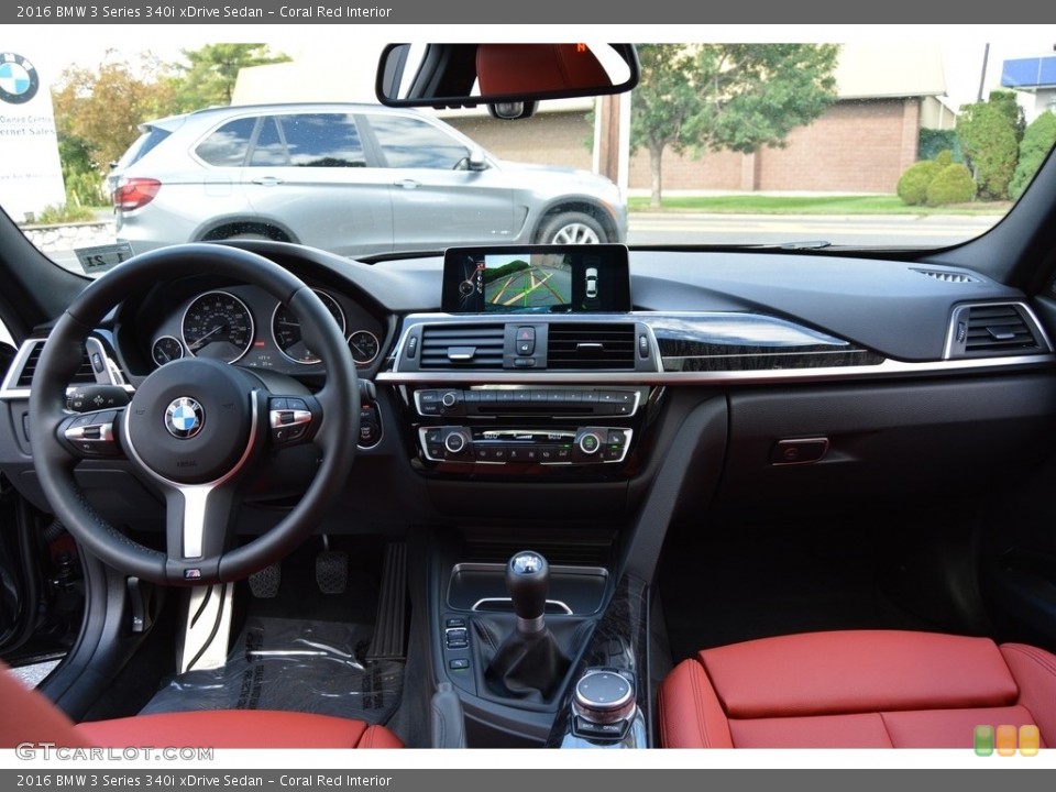 Coral Red Interior Dashboard for the 2016 BMW 3 Series 340i xDrive Sedan #116190926