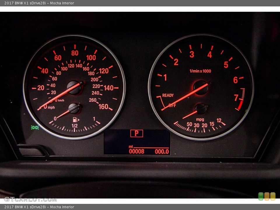 Mocha Interior Gauges for the 2017 BMW X1 sDrive28i #116221140