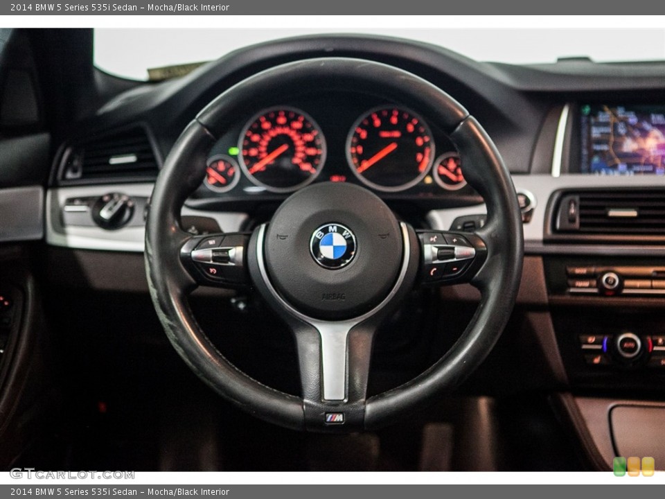 Mocha/Black Interior Steering Wheel for the 2014 BMW 5 Series 535i Sedan #116294034