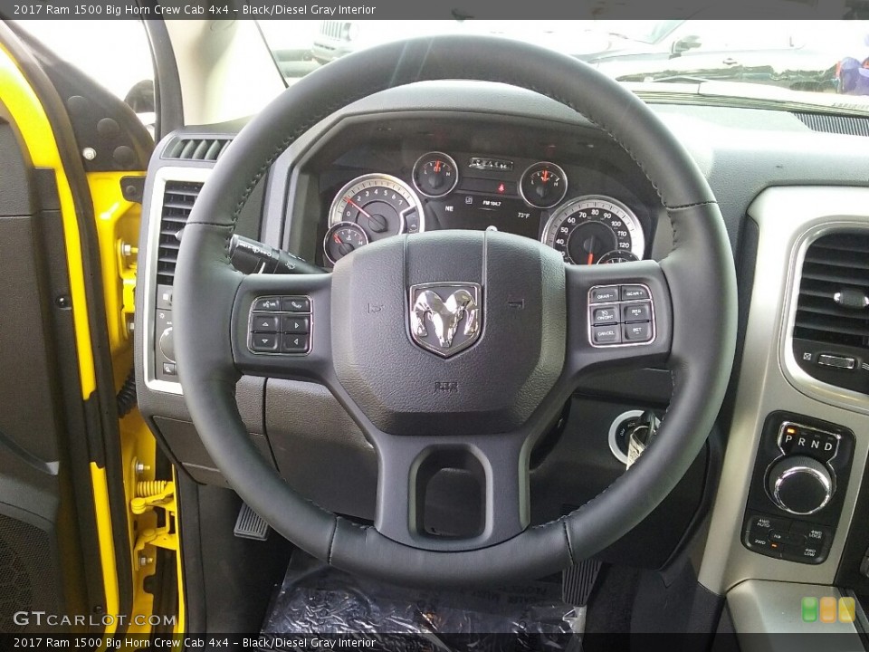 Black/Diesel Gray Interior Steering Wheel for the 2017 Ram 1500 Big Horn Crew Cab 4x4 #116309436