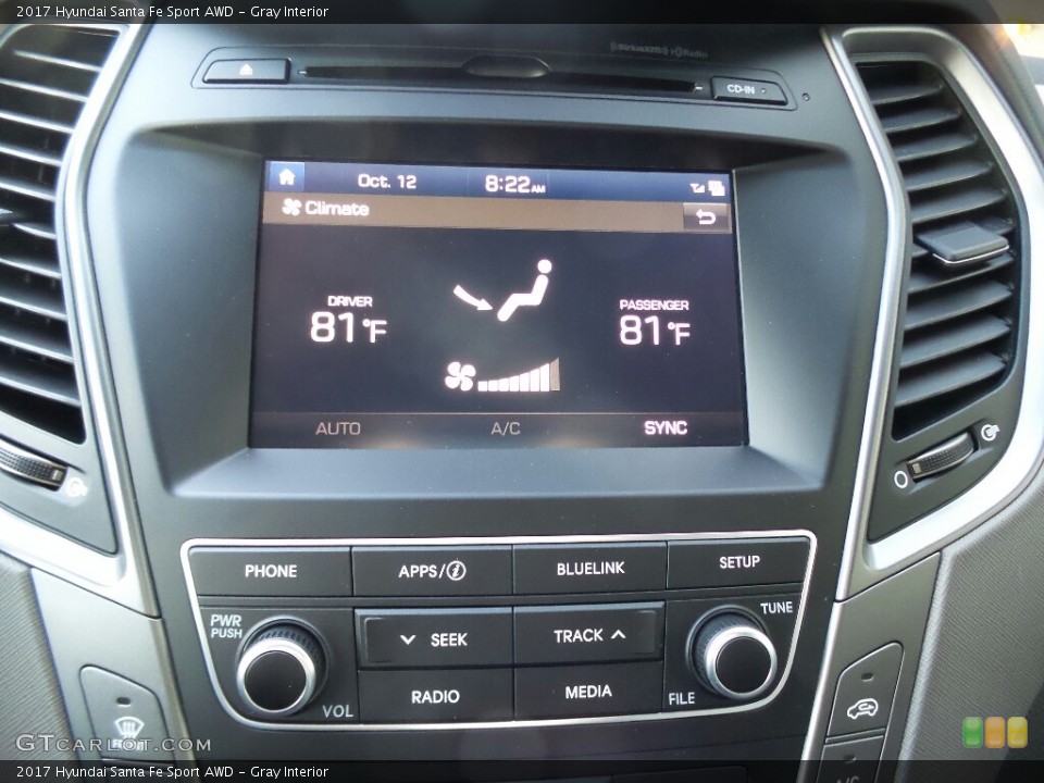 Gray Interior Controls for the 2017 Hyundai Santa Fe Sport AWD #116342633