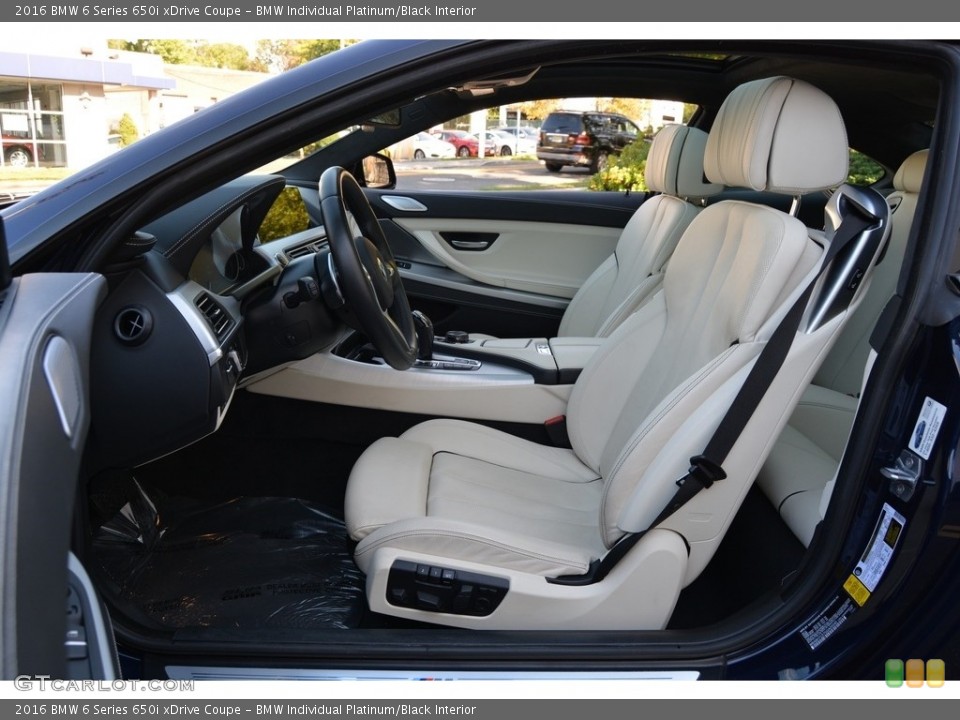 BMW Individual Platinum/Black Interior Front Seat for the 2016 BMW 6 Series 650i xDrive Coupe #116343689