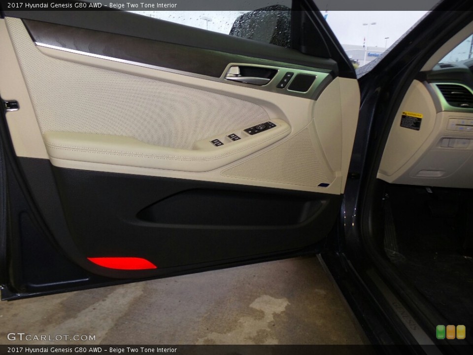 Beige Two Tone Interior Door Panel for the 2017 Hyundai Genesis G80 AWD #116356013