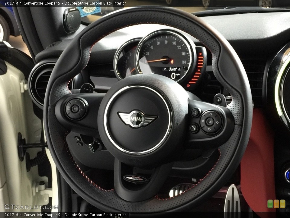 Double Stripe Carbon Black Interior Steering Wheel for the 2017 Mini Convertible Cooper S #116388542