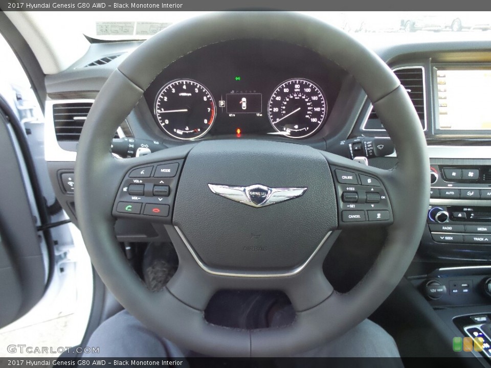 Black Monotone Interior Steering Wheel for the 2017 Hyundai Genesis G80 AWD #116396789