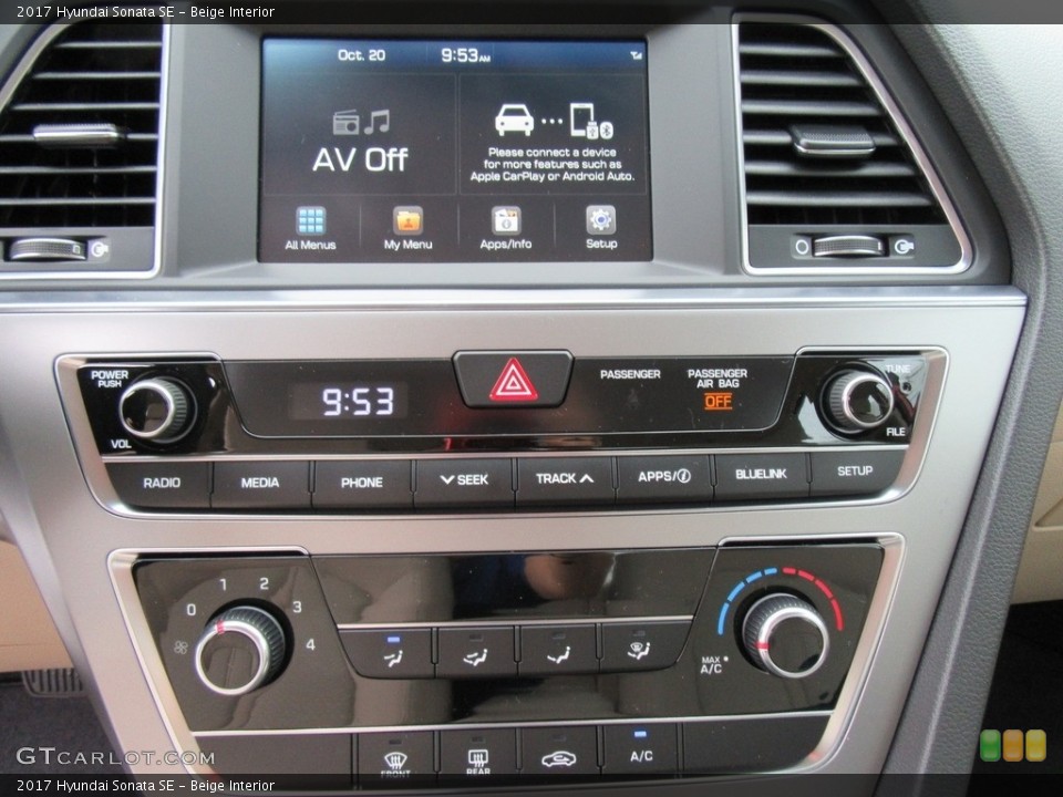 Beige Interior Controls for the 2017 Hyundai Sonata SE #116497071