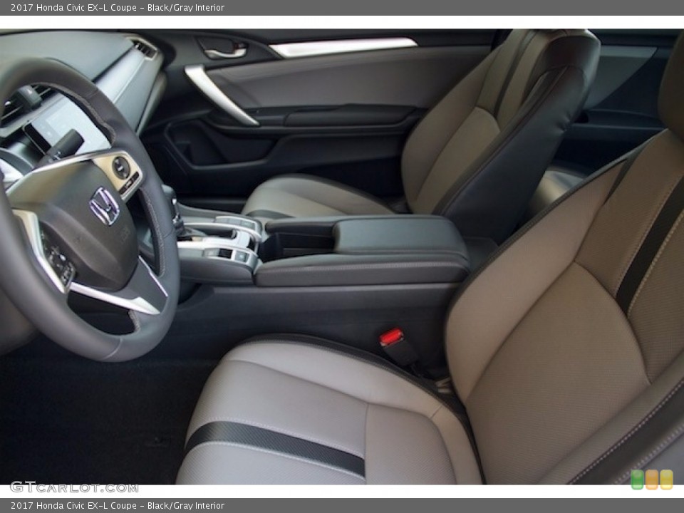 Black/Gray Interior Front Seat for the 2017 Honda Civic EX-L Coupe #116542313