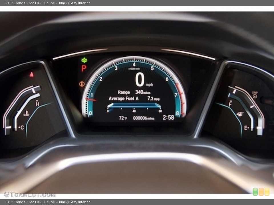 Black/Gray Interior Gauges for the 2017 Honda Civic EX-L Coupe #116542446