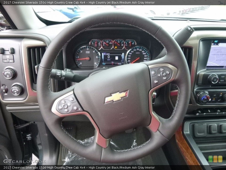 High Country Jet Black/Medium Ash Gray Interior Steering Wheel for the 2017 Chevrolet Silverado 1500 High Country Crew Cab 4x4 #116616737