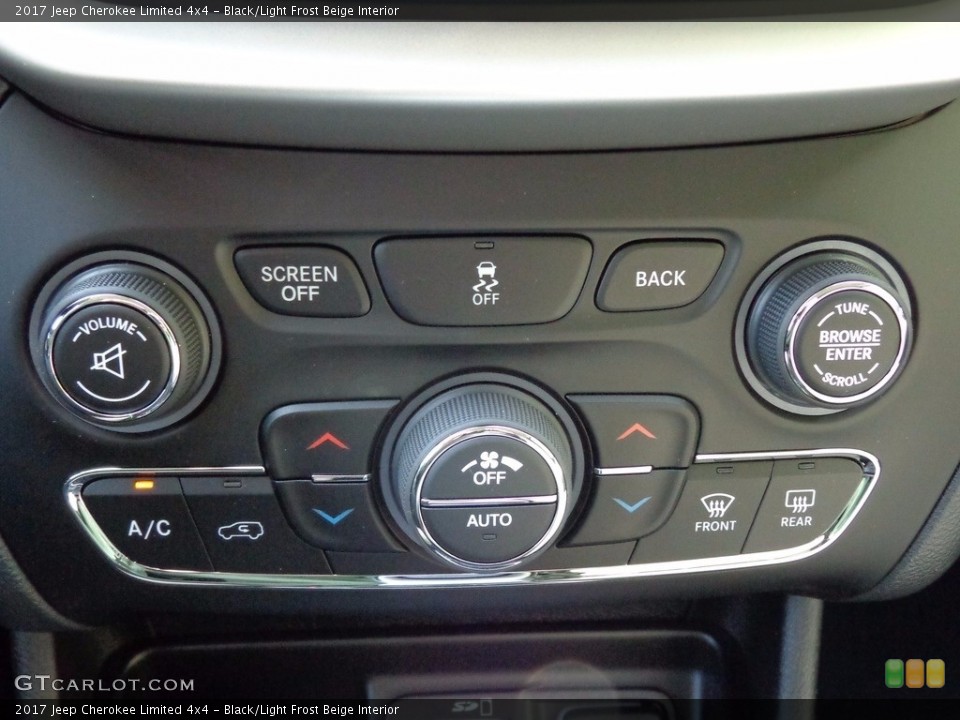 Black/Light Frost Beige Interior Controls for the 2017 Jeep Cherokee Limited 4x4 #116736019